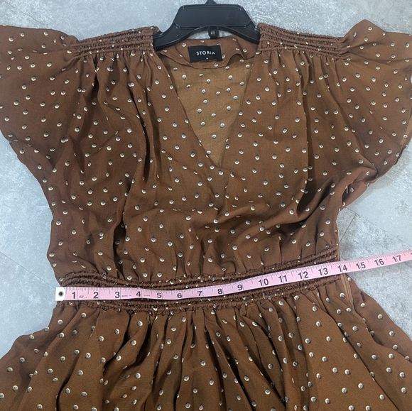 Storia Ruffle Layer Mini Dress in Rust- Size M - Picture 7 of 8